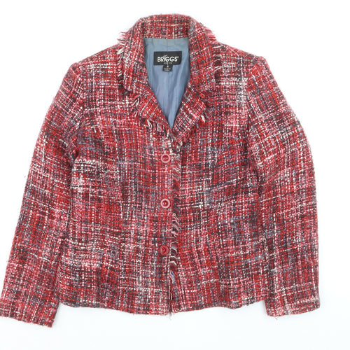 Briggs Petite Red Bouclé Single-Breasted Blazer Women's Size 4