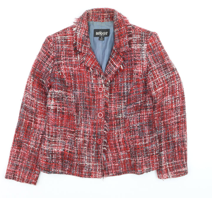 Briggs Petite Red Bouclé Single-Breasted Blazer Women's Size 4
