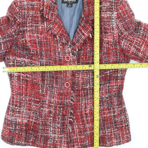Briggs Petite Red Bouclé Single-Breasted Blazer Women's Size 4