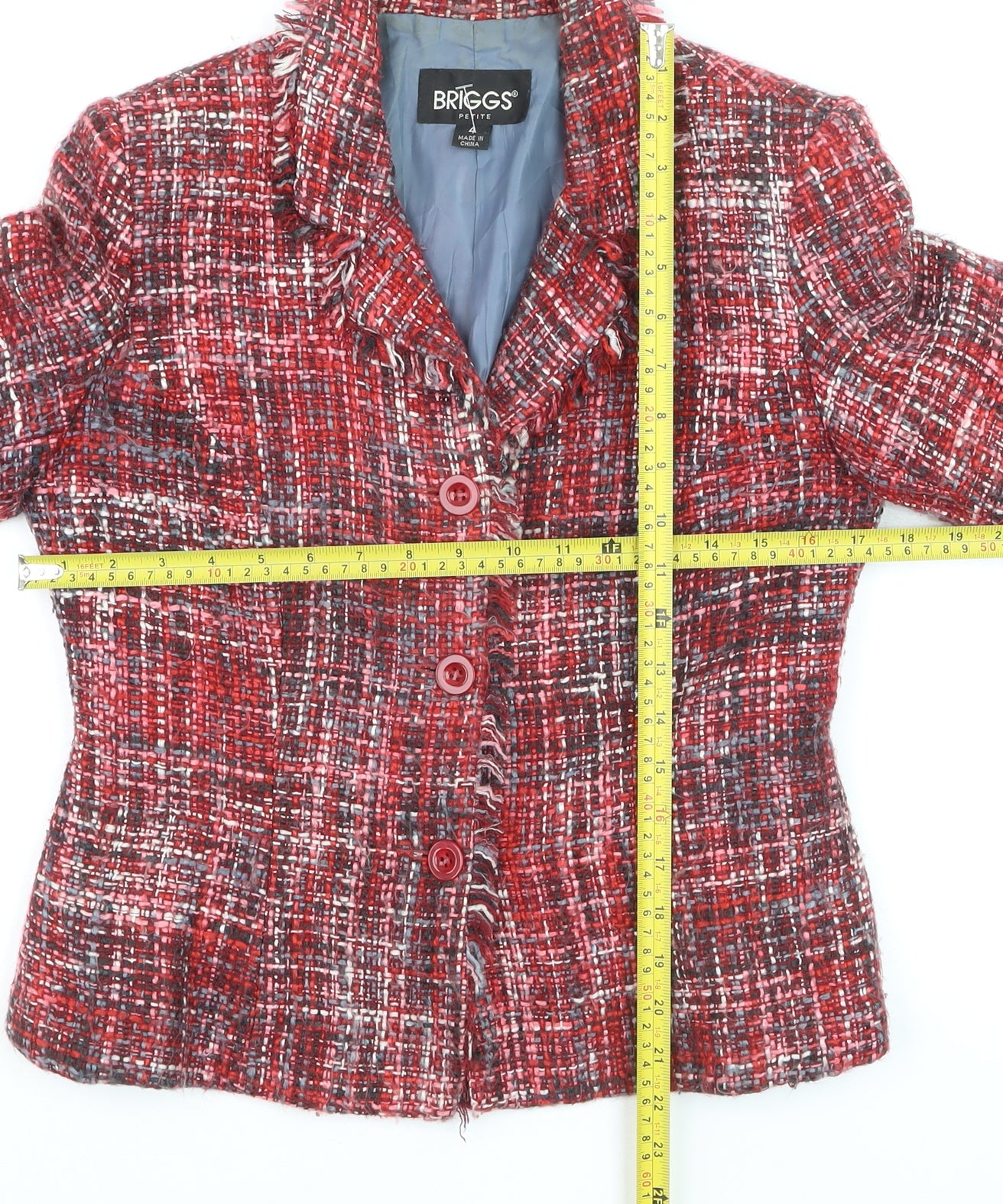 Briggs Petite Red Bouclé Single-Breasted Blazer Women's Size 4