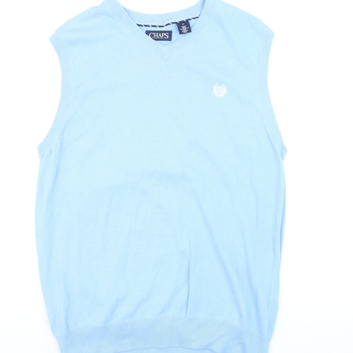 Chaps Men's Blue Cotton V-Neck Sleeveless Knit Vest M