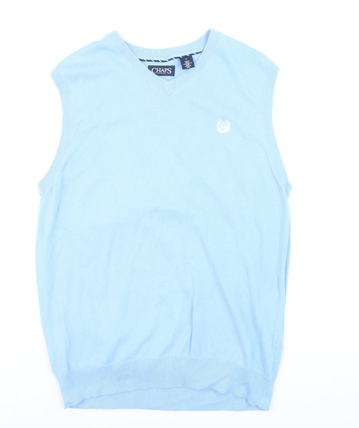 Chaps Men's Blue Cotton V-Neck Sleeveless Knit Vest M
