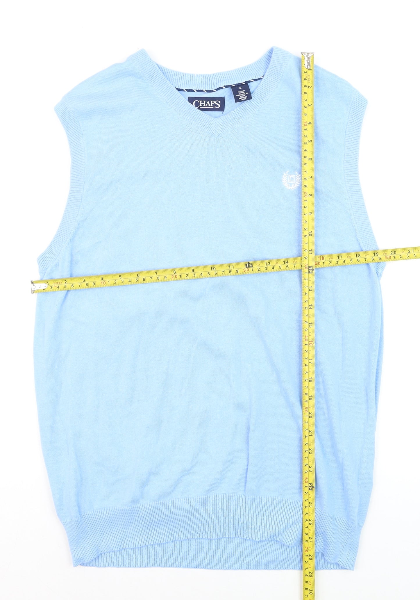 Chaps Men's Blue Cotton V-Neck Sleeveless Knit Vest M