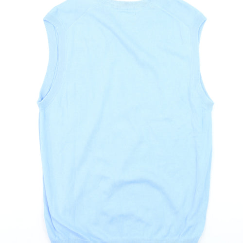 Chaps Men's Blue Cotton V-Neck Sleeveless Knit Vest M