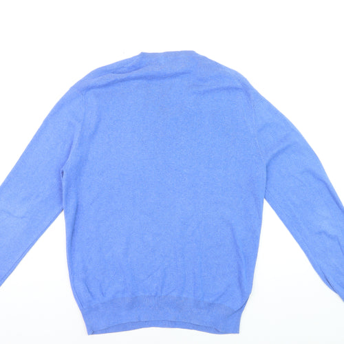 Polo Ralph Lauren Men's Blue Cotton V-Neck Jumper Size M