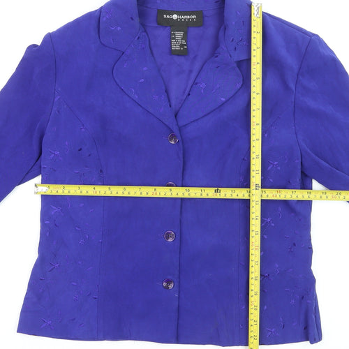 Sag Harbor Women Purple Size 14 Regular Blazer Jacket