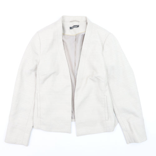Bonmarché Women Ivory Size 14 Shawl Collar Lined Blazer Jacket