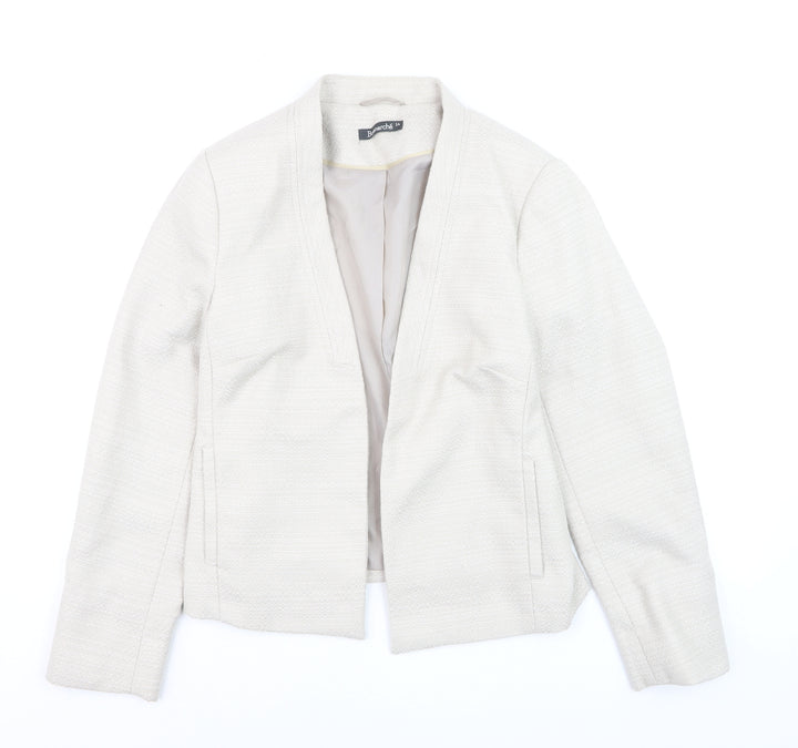 Bonmarché Women Ivory Size 14 Shawl Collar Lined Blazer Jacket