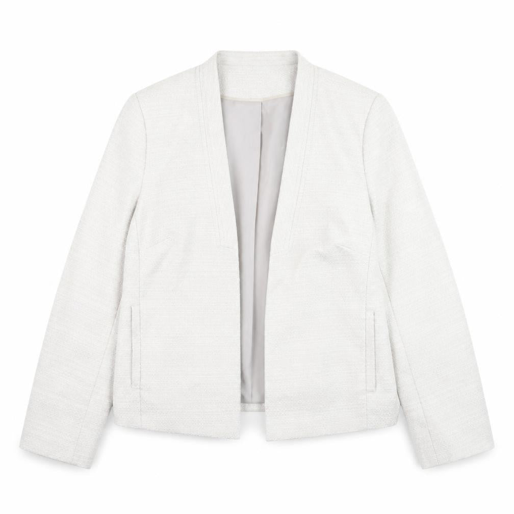 Front view of Bonmarché Women Ivory, size 14, Shawl Collar Lined Blazer Jacket