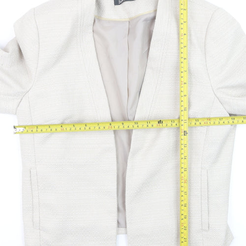 Bonmarché Women Ivory Size 14 Shawl Collar Lined Blazer Jacket