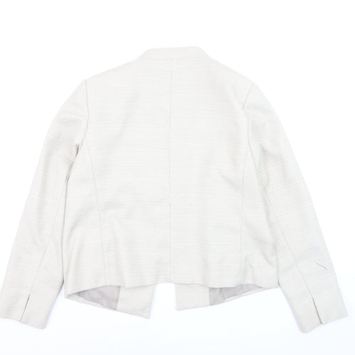 Bonmarché Women Ivory Size 14 Shawl Collar Lined Blazer Jacket
