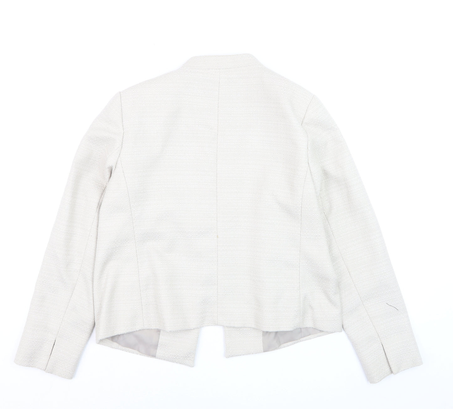 Bonmarché Women Ivory Size 14 Shawl Collar Lined Blazer Jacket