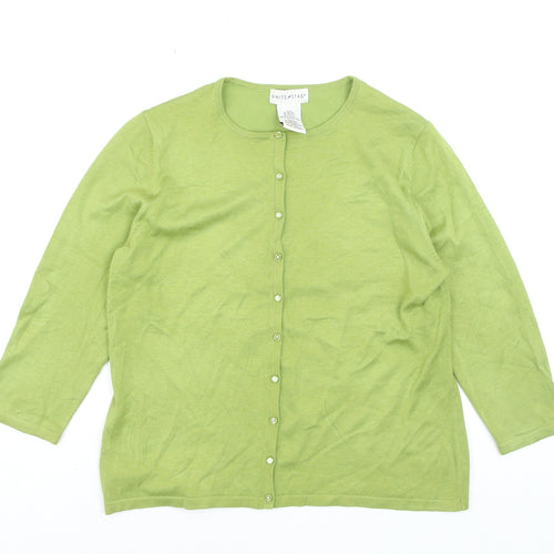 White Stag Women's Green 3/4 Sleeve Cardigan M Knit Lightweight