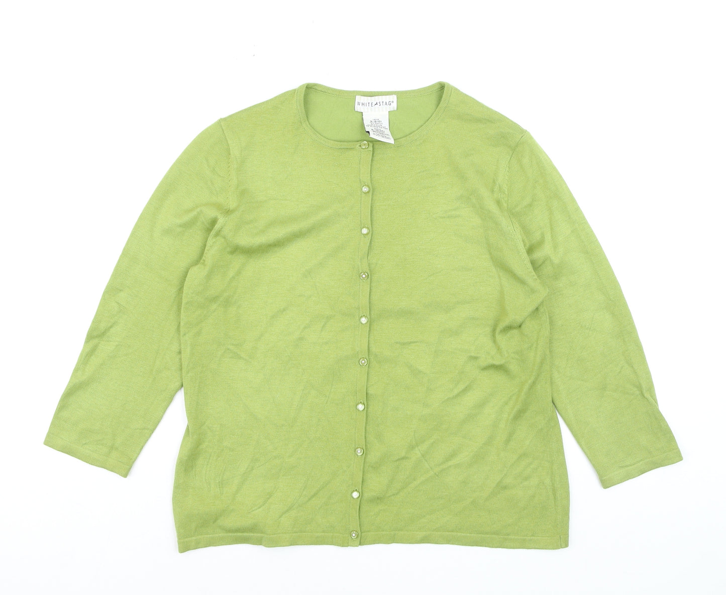 White Stag Women's Green 3/4 Sleeve Cardigan M Knit Lightweight