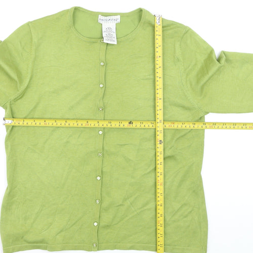 White Stag Women's Green 3/4 Sleeve Cardigan M Knit Lightweight