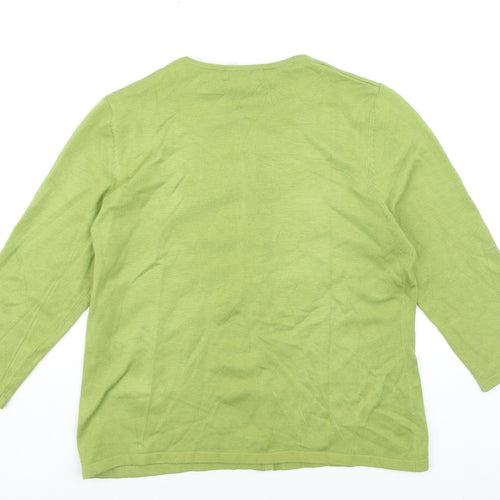 White Stag Women's Green 3/4 Sleeve Cardigan M Knit Lightweight
