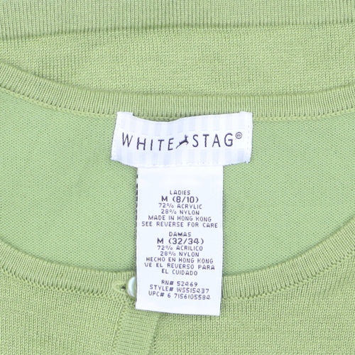 White Stag Women's Green 3/4 Sleeve Cardigan M Knit Lightweight