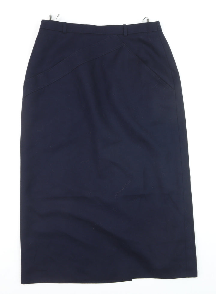 Ravens Women’s Blue Wool Pencil Skirt Size 14 Vintage Workwear