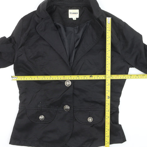 Stunner Women's Black Tailored Two-Button Blazer Jacket Size L