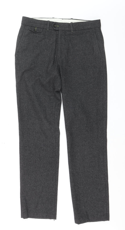White Stuff Men's Grey Herringbone Chino Trousers 32R