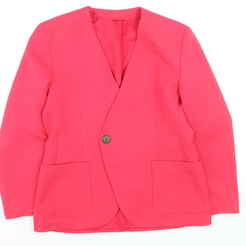 C&A Women Pink Regular Fit Single-Breasted Blazer Size 16