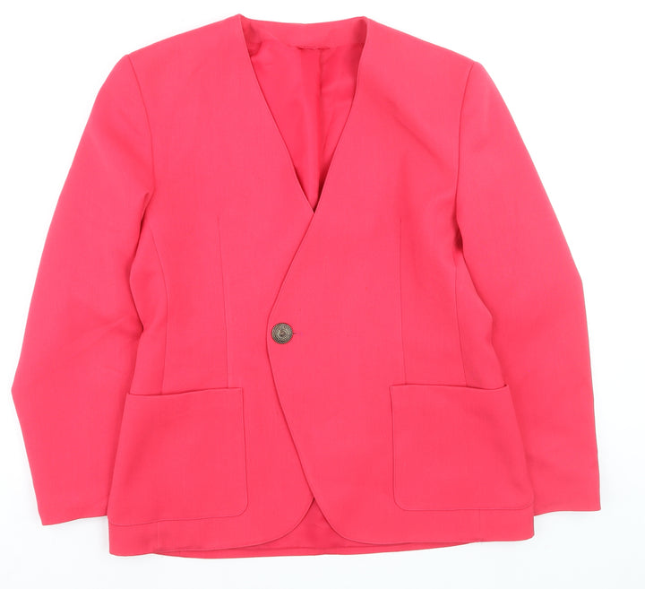 C&A Women Pink Regular Fit Single-Breasted Blazer Size 16