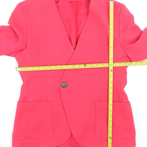 C&A Women Pink Regular Fit Single-Breasted Blazer Size 16