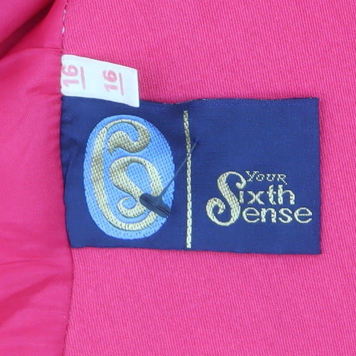 C&A Women Pink Regular Fit Single-Breasted Blazer Size 16