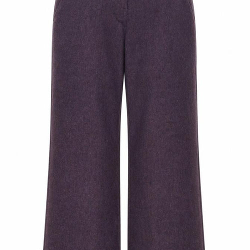 Marks and Spencer Womens Purple Wool Wide-Leg Trousers Size 12