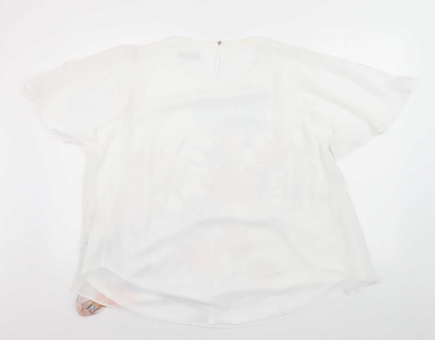 Evans Womens White Floral Chiffon Tunic Blouse Size 18