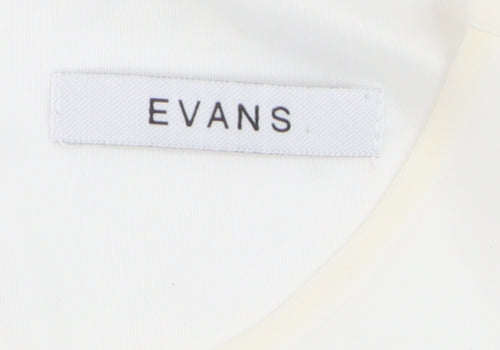 Evans Womens White Floral Chiffon Tunic Blouse Size 18