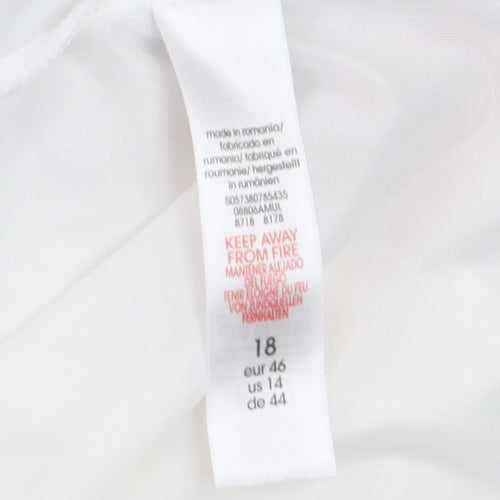Evans Womens White Floral Chiffon Tunic Blouse Size 18