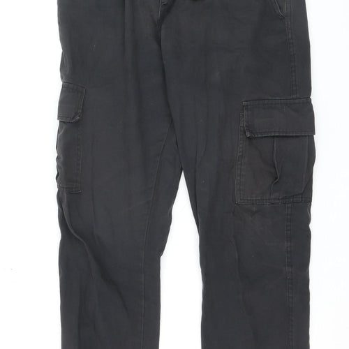 boohooMAN Mens Black Cargo Joggers Size M Elastic Waist Pockets Stylish Casual