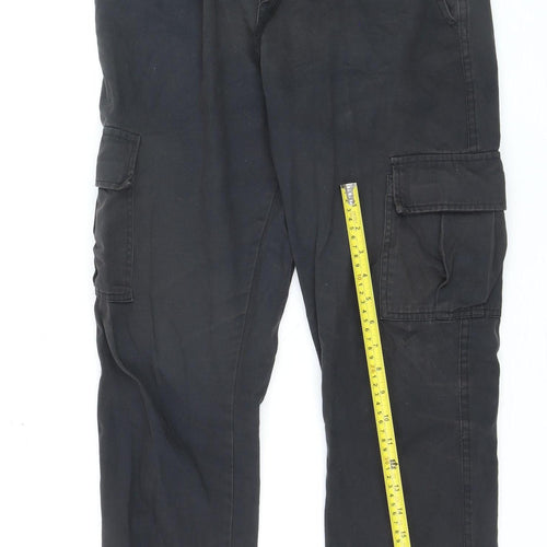 boohooMAN Mens Black Cargo Joggers Size M Elastic Waist Pockets Stylish Casual