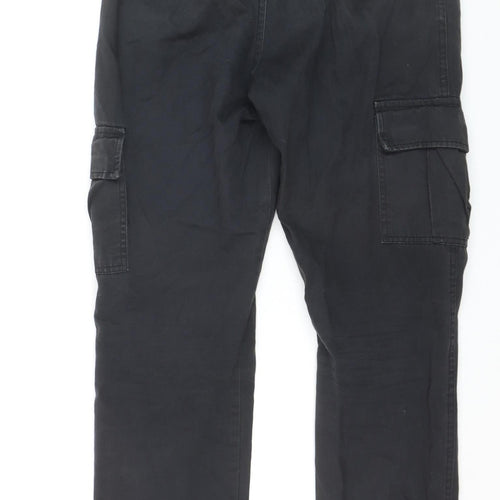 boohooMAN Mens Black Cargo Joggers Size M Elastic Waist Pockets Stylish Casual