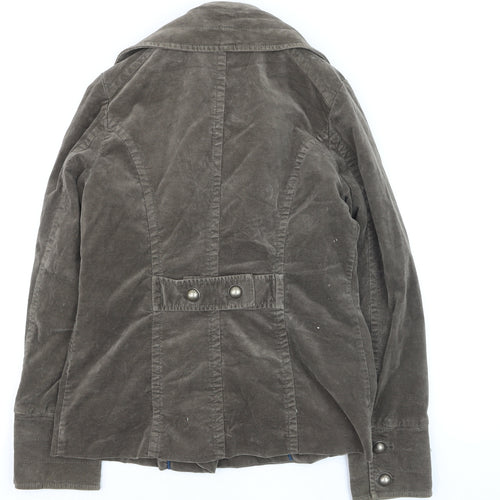H&M Womens Brown Cotton Blend Double-Breasted Jacket Size 10