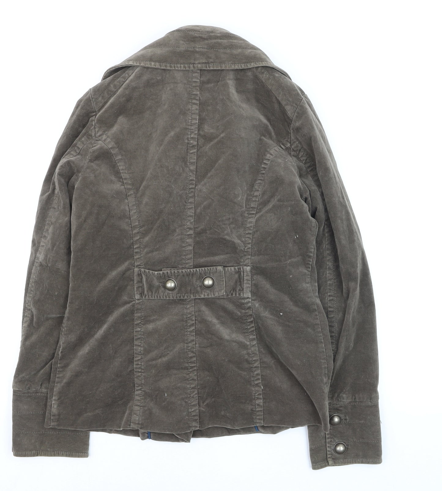 H&M Womens Brown Cotton Blend Double-Breasted Jacket Size 10