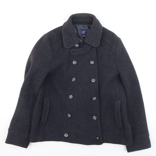 GAP Women’s Navy Wool Blend Pea Coat L Classic Winter Jacket