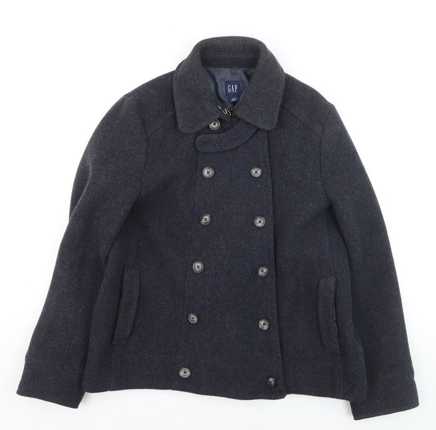 GAP Women’s Navy Wool Blend Pea Coat L Classic Winter Jacket