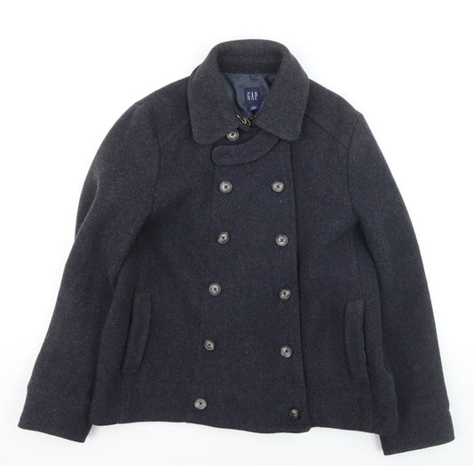 GAP Women’s Navy Wool Blend Pea Coat L Classic Winter Jacket