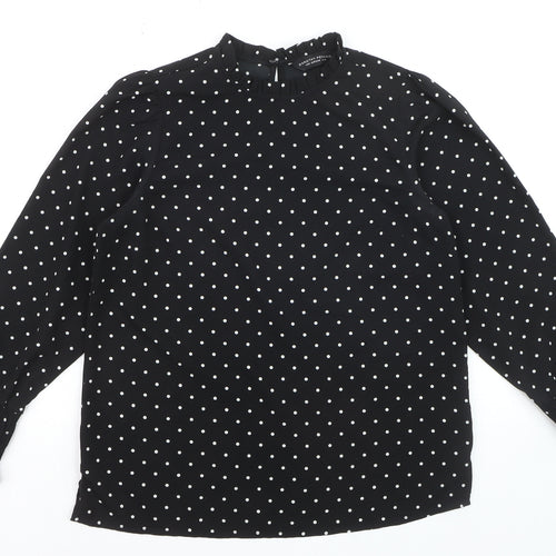 Dorothy Perkins Women Black Polka Dot Long Sleeve Blouse UK 10