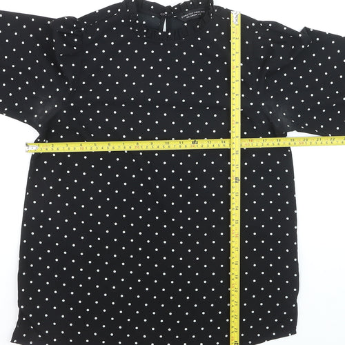 Dorothy Perkins Women Black Polka Dot Long Sleeve Blouse UK 10