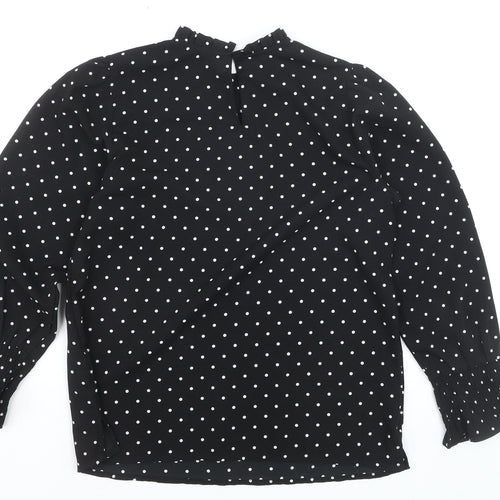 Dorothy Perkins Women Black Polka Dot Long Sleeve Blouse UK 10