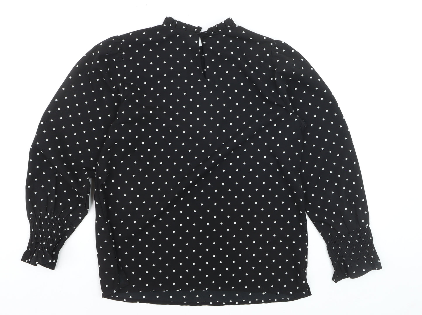 Dorothy Perkins Women Black Polka Dot Long Sleeve Blouse UK 10