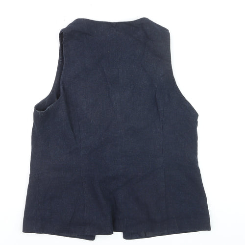 ASOS DESIGN Women's Blue Linen Blend Waistcoat Size 16 Tailored Sleeveless