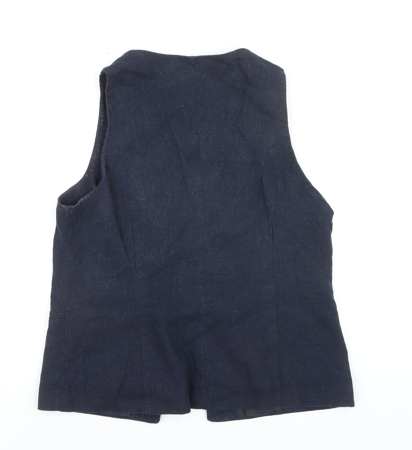 ASOS DESIGN Women's Blue Linen Blend Waistcoat Size 16 Tailored Sleeveless