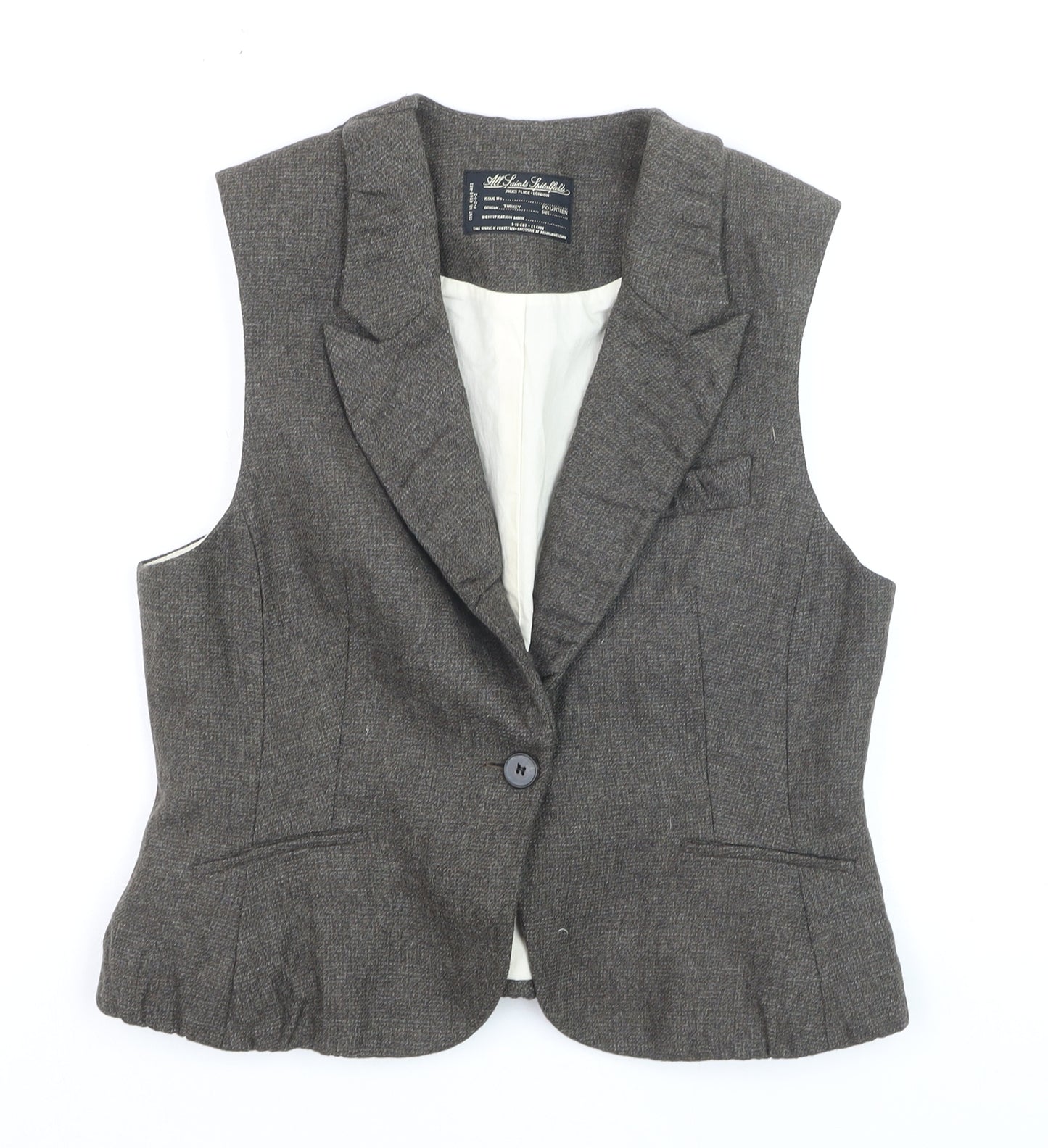 AllSaints Spitalfields Womens Brown Size 14 Wool Blend Suit Waistcoat