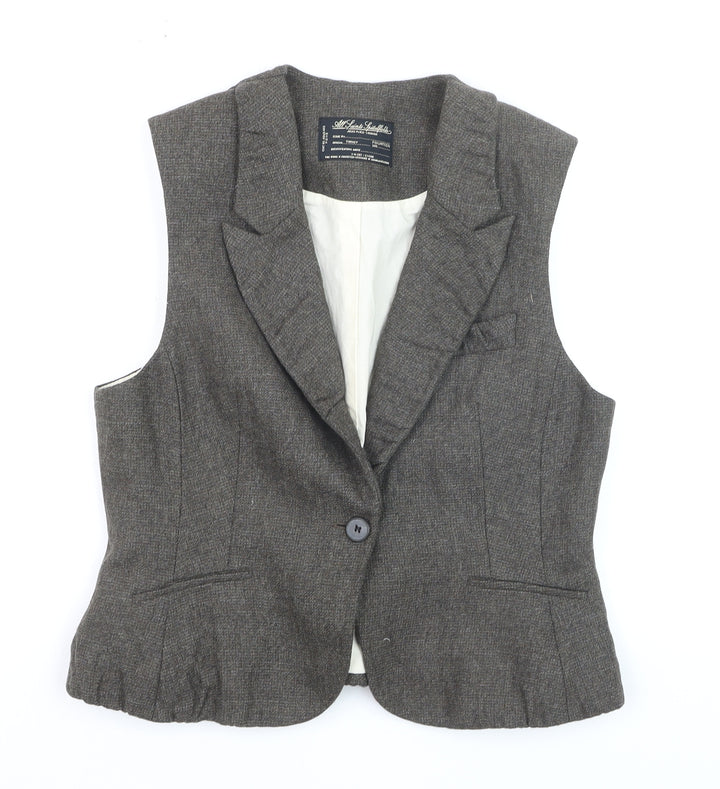 AllSaints Spitalfields Womens Brown Size 14 Wool Blend Suit Waistcoat