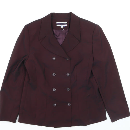 Amanda Smith Womens Purple Size 14 Double-Breasted Stretch Suit Jacket