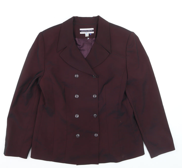 Amanda Smith Womens Purple Size 14 Double-Breasted Stretch Suit Jacket